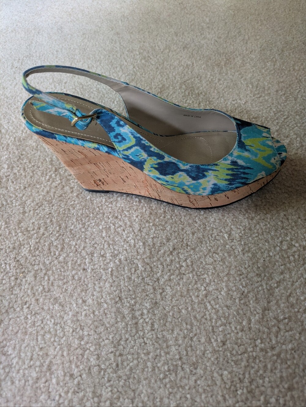 Tahari Wedge Sandals.  Size 7.  Never Worn.  Batik Blue.